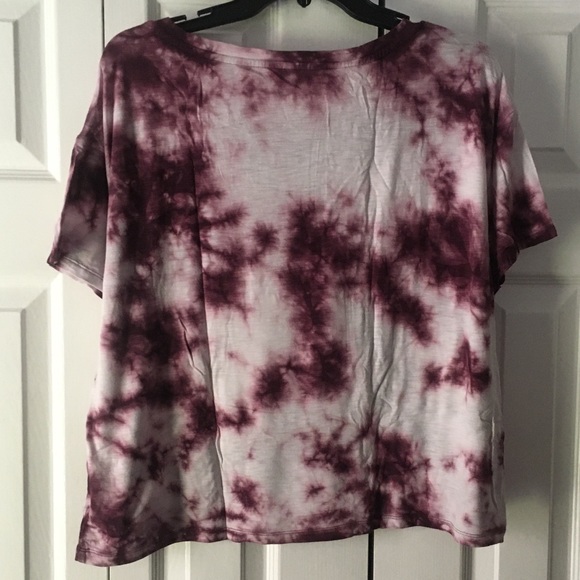 AMERICAN EAGLE Purple Tie Dye Cropped Scoop Neck - Picture 4 of 5